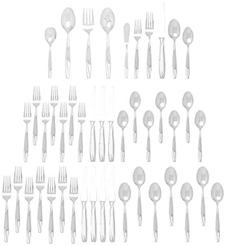 Oneida Camlynn Mirror 45 Piece Casual Flatware Set, 18/0 Stainless, Service for 8,Silver