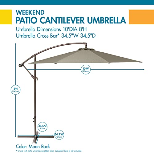 Duck Covers Weekend Patio Cantilever Umbrella, 10 Foot, Moon Rock