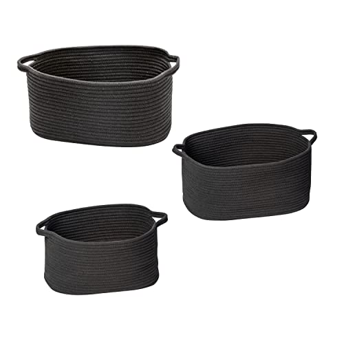 Honey-Can-Do 3pc Cotton Coil Baskets, Black STO-08748 Black