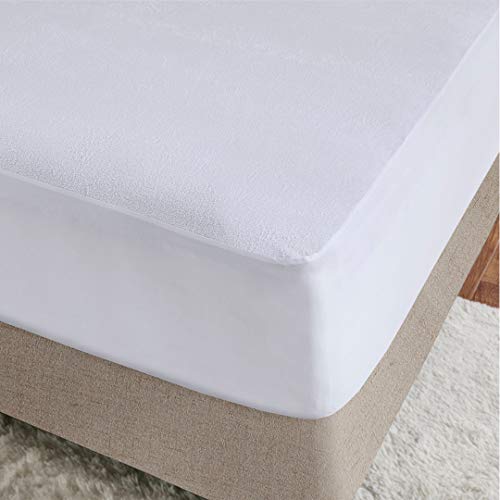 Breathable Cooling Cotton Terry Deep Pocket, Stain Release 3M Scotchgard, Queen - 60" x 80", White