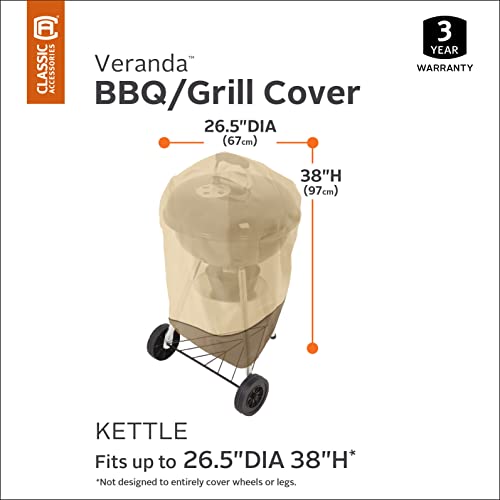Classic Accessories Veranda Water-Resistant 26.5 Inch Kettle BBQ Grill Cover,Pebble