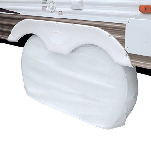 Classic Accessories Over Drive RV Dual Axle Wheel Cover, Wheels 27"-30"DIA, White, Polyester Wheel Covers Compatible with Motorhomes, Trailers, Camper Vans, Universal Fit, RV Accessories
