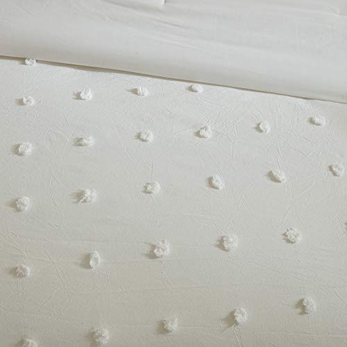 Urban Habitat Cotton Comforter Set-Tufts Pompom Design All Season Bedding, Matching Shams, Decorative Pillows, King/Cal King(104 in x 92 in), Brooklyn, Jacquard Ivory 7 Piece