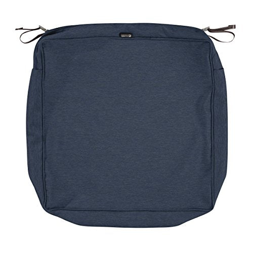 Classic Accessories Montlake FadeSafe Water-Resistant 21 x 21 x 5 Inch Square Outdoor Seat Cushion Slip Cover, Patio Furniture Chair Cushion Cover, Heather Indigo Blue, Patio Furniture Cushion Covers