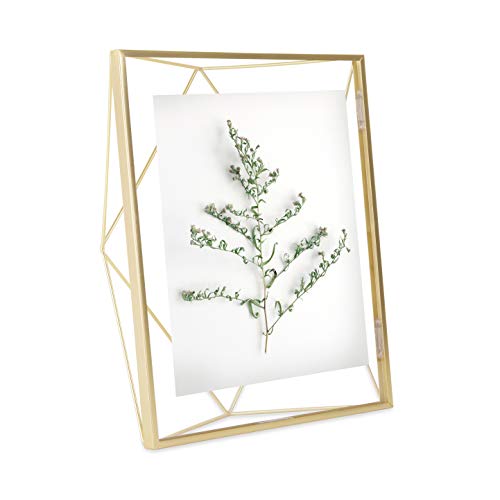 Umbra Prisma Picture Frame, 8x10 Photo Display for Desk or Wall, Brass