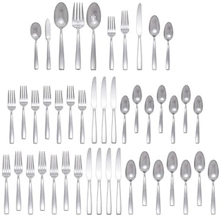 Oneida Everdine 45 Piece Everyday Flatware, Service for 8, 18/0 Stainless Steel, Silverware Set, Dishwasher Safe, Silver