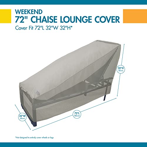 Duck Covers Weekend Water-Resistant Outdoor Chaise Cover with Integrated Duck Dome, 72 x 32 x 32 Inch, Moon Rock, Chaise Lounge Covers Outdoor