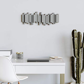 Umbra Sticks Multi Hook Coat Rack – Modern, Unique, Space-Saving Coat Hanger with 5 Flip-Down Hooks for Hanging Coats