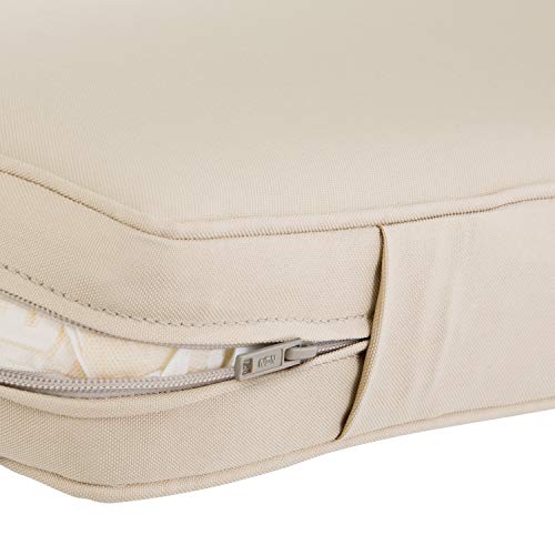 Classic Accessories Montlake FadeSafe Water-Resistant 44 x 20 x 3 Inch Outdoor Chair Cushion Slip Cover, Patio Furniture Cushion Cover, Antique Beige, Patio Furniture Cushion Covers