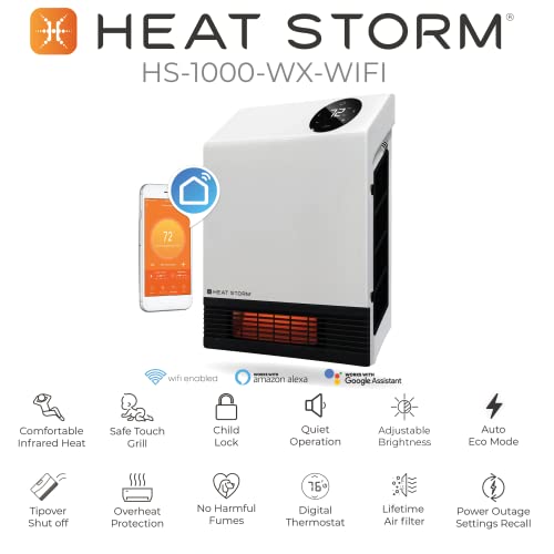 Heat Storm HS-1000-WX-WIFI WiFi Infrared Wall Heater, 1000 Watt