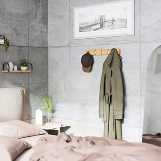 Umbra 318850-390 Flip 5-Hook Wall Mounted Floating Coat Rack – Modern, Sleek, Space-Saving Coat Hanger with 5