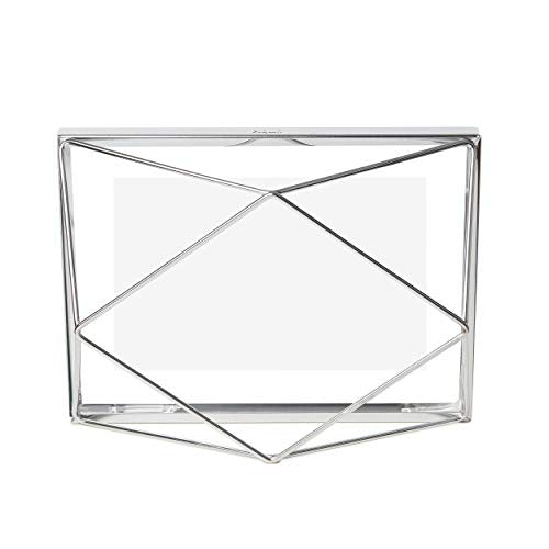 Umbra Prisma Picture Frame, 4x6 Photo Display for Desk or Wall, Chrome