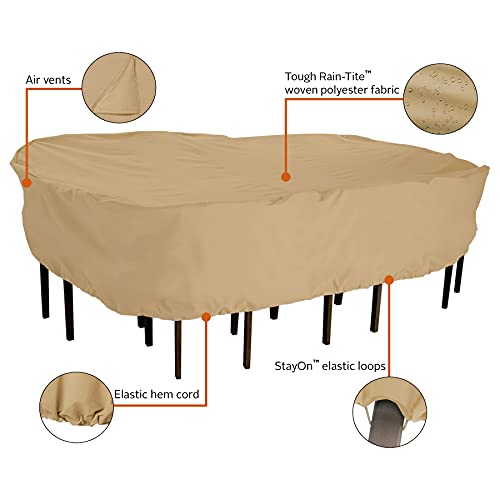Classic Accessories Terrazzo Rectangular/Oval Patio Table & Chair Set Cover, Large