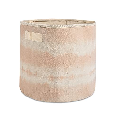 Crane Baby Fabric Storage Bin for Nursery, Toy Storage for Boys and Girls, Pink Tie-Dye, 13"w x 12"h