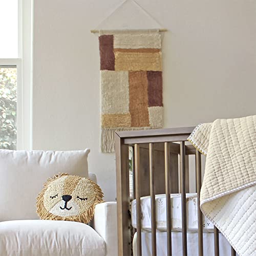 Crane Baby Safari Nursery Décor, Dyed Cotton Wall Hanging for Boys and Girls, Orange and Cream, 14" x 21"