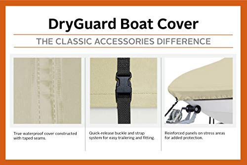 Classic Accessories DryGuard Beige Waterproof Boat Cover, 22&