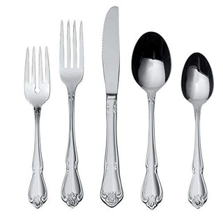 Oneida True Rose 45 Piece Everyday Flatware, Service for 8, 18/0 Stainless Steel, Silverware Set, Silver