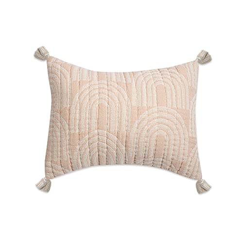 Crane Baby Pillow, Decorative Rectangle Jacquard Nursery Pillow for Newborns, Rainbow, 12" x 16"