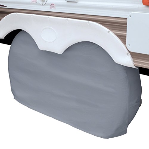 Classic Accessories Over Drive RV Dual Axle Wheel Cover, Wheels up to 27"DIA, Grey, Polyester Wheel Covers Compatible with Motorhomes, Trailers, Camper Vans, Universal Fit, RV Accessories