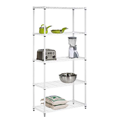 Honey-can-do SHF-01573 5-Tier Adjustable Shelving System, 14-Inch by 36-Inch by 72-Inch, White