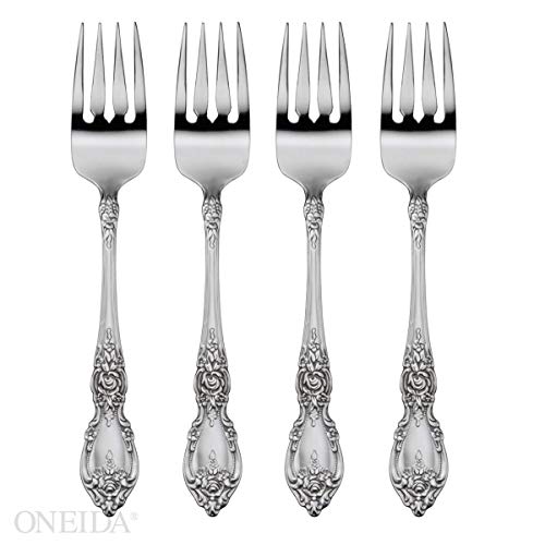 Oneida Wordsworth Everyday Salad Forks 18/0 Stainless Steel, Set of 4, Silver