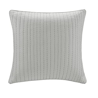 100% Cotton Single Euro Sham - European Square Decorative Pillow Cover, Hidden Zipper Closure (Cushion NOT Included), Camila, Quilted Grey 26"x26"