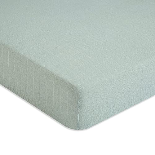 Crane Baby Fitted Sheet, Soft Cotton Fitted Sheet for Cribs and Nurseries, Evergreen, 28”w x 52”h x 9”d