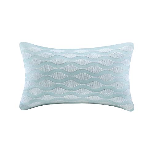 Harbor House Modern Design Decorative Pillow Hypoallergenic Sofa Cushion Lumbar, Back Support, Oblong 12" x 20", Maya Bay, Cotton Blue
