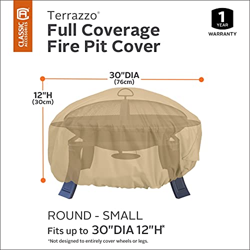 Classic Accessories Terrazzo Water-Resistant 30 Inch Round Fire Pit Cover, Patio Furniture Covers