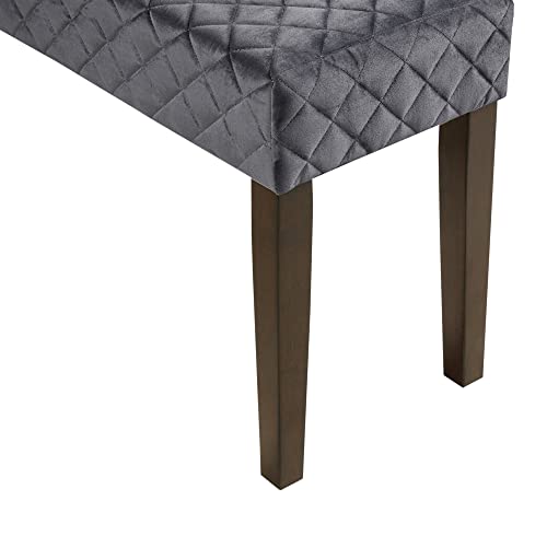 510 DESIGN Cheshire Accent Bedroom Bench - Diamond Quilted Moroccan Design, Padded Ottoman Foot Rest for Living Room, Entry Way Home Furniture w/Upholstered Seat Cushion, 43" W x 13" D x 18" H, Gray