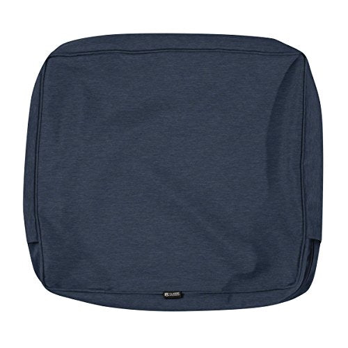 Classic Accessories Montlake FadeSafe Water-Resistant 21 x 22 x 4 Inch Outdoor Back Cushion Slip Cover, Patio Furniture Cushion Cover, Heather Indigo Blue, Patio Furniture Cushion Covers