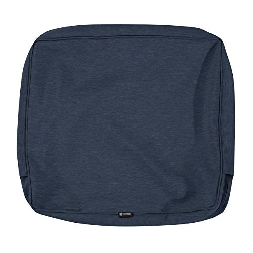 Classic Accessories Montlake FadeSafe Water-Resistant 23 x 22 x 4 Inch Outdoor Back Cushion Slip Cover, Patio Furniture Cushion Cover, Heather Indigo Blue