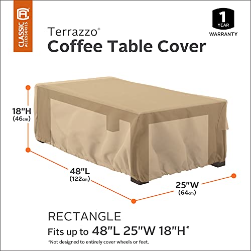 Classic Accessories Terrazzo Water-Resistant 48 Inch Rectangular Patio Coffee Table Cover, outdoor coffee table cover