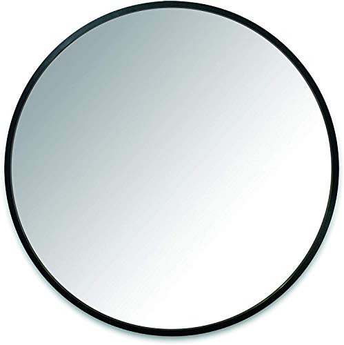 Umbra Hub 24” Round Wall Mirror with Rubber Frame, Modern Decor for Entryways, Washrooms, Living Rooms Inch, Black