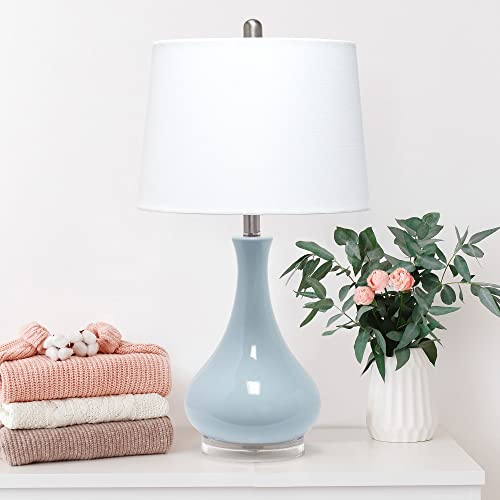 Lalia Home Indoor Modern Desk Lamp 14"L x 14"W x 26.25"H Droplet Table Lamp with Fabric Shade - Light Blue