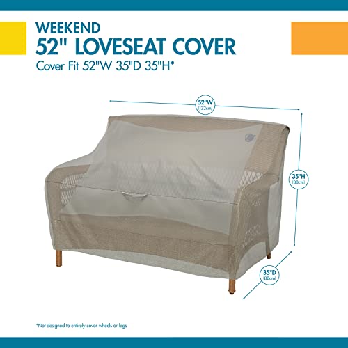 Duck Covers Weekend Water-Resistant Patio Loveseat Cover with Integrated Duck Dome, 52 x 35 x 35 Inch, Moon Rock, Patio Bench Cover