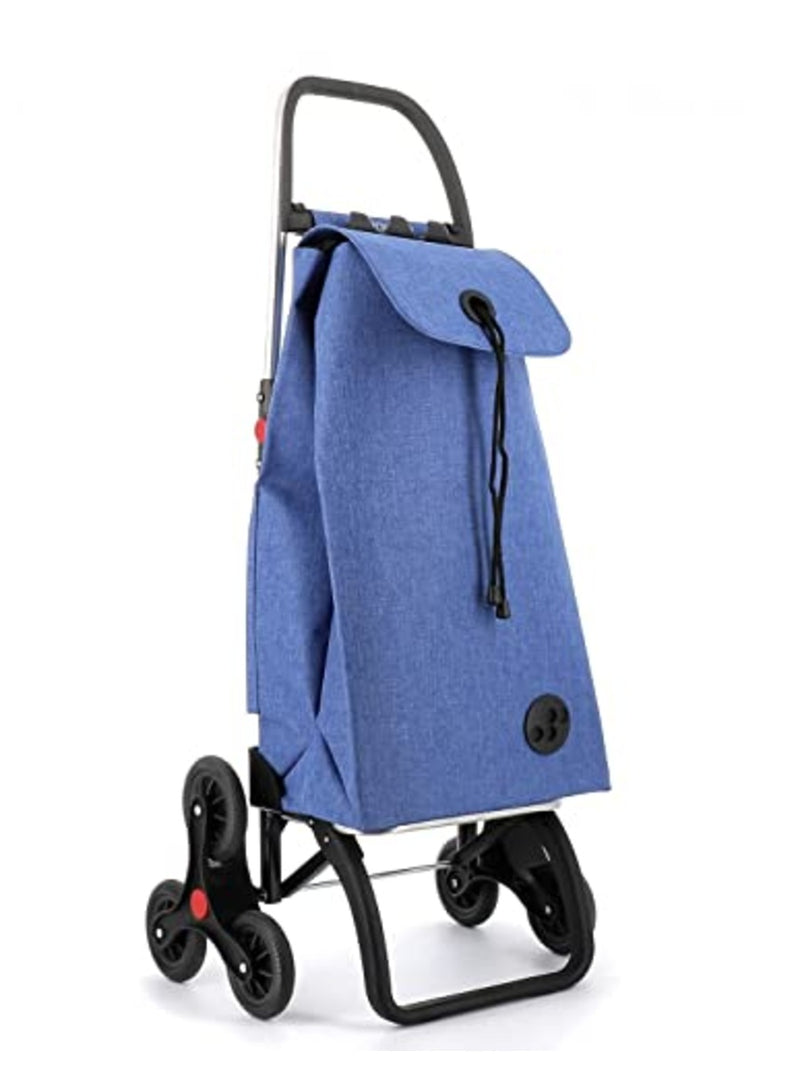 ROLSER I-Max Tweed 6 Wheel Stair Climber Foldable Shopping Trolley - Blue
