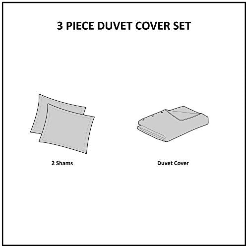 100% Cotton Duvet Mid Century Modern Design All Season Comforter Cover Bedding Set, Matching Shams, Full/Queen(88"x92"), Rhea, Ivory Geometric Clipped Jacquard