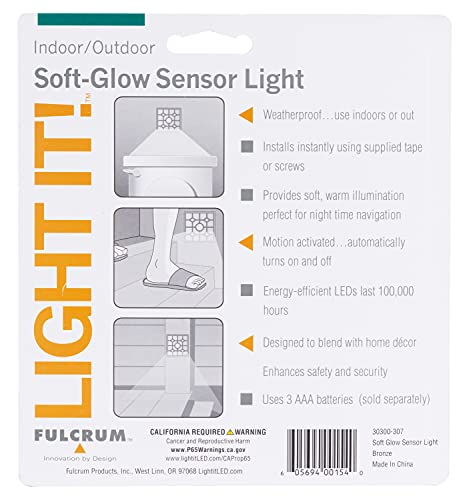 LIGHT IT! By Fulcrum, 30300-307 Soft-Glow Sensor Light, Bronze, Single pack