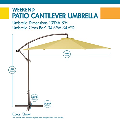 Duck Covers Weekend Patio Cantilever Umbrella, 10 Foot, Straw