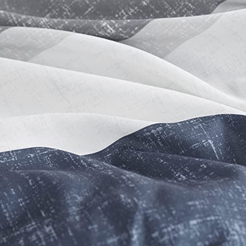 Madison Park Essentials Bed in a Bag Comforter Set with Sheet, Printed Stripe Design, Modern All Season Bedding and Matching Sham, King Blue/Grey 7 Piece
