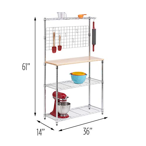 Honey-Can-Do SHF-01608 Bakers Rack with Kitchen Storage, Steel and Wood