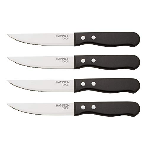 Hampton Forge Garrison – 4 Piece Jumbo Steak Knife Set, Black