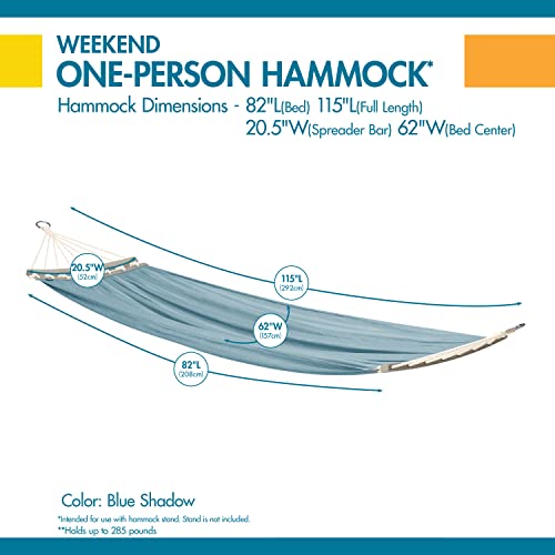 Duck Covers Weekend Mesh One-Person Travel Hammock, 82 x 62 Inch, Blue Shadow