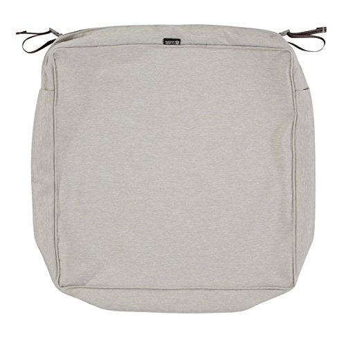 Classic Accessories Montlake FadeSafe Water-Resistant 23 x 23 x 5 Inch Square Outdoor Seat Cushion Slip Cover, Patio Furniture Chair Cushion Cover, Heather Grey, Patio Furniture Cushion Covers