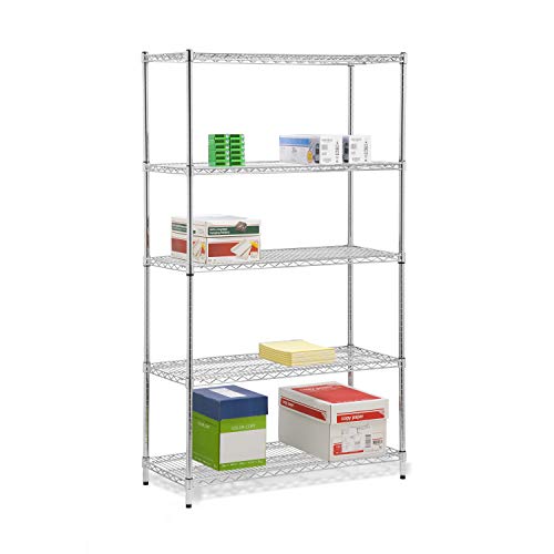 Honey-Can-Do SHF-01441 Adjustable Storage Shelving Unit, 800-Pounds Per Shelf, Chrome, 5-Tier, 42Lx18Wx72H