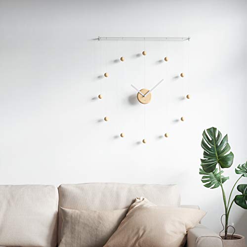 Umbra Hangtime Modern DIY 3D Hanging, Large Decorative Wall Clock, Simple Indicators, Minimalist, White-Natural
