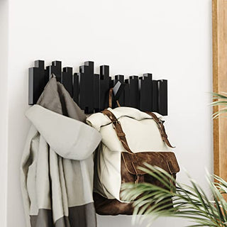 Umbra 318211-040 Sticks Multi Rack – Modern, Unique, Space-Saving Hanger with 5 Flip-Down Hooks for Hanging Coats