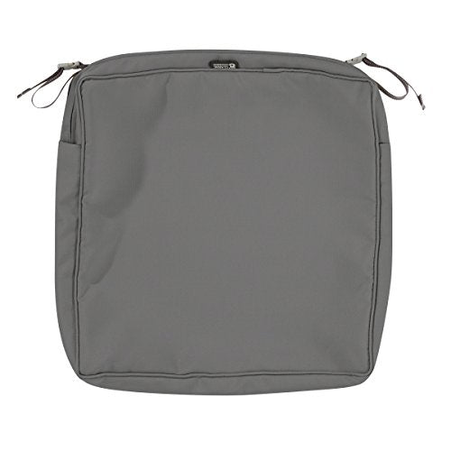 Classic Accessories Montlake FadeSafe Water-Resistant 21 x 21 x 3 Inch Square Outdoor Seat Cushion Slip Cover, Patio Furniture Chair Cushion Cover, Light Charcoal Grey, Patio Furniture Cushion Covers