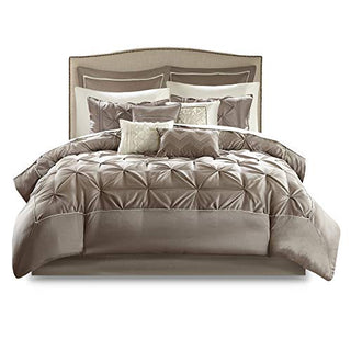 Madison Park Essentials Room in a Bag Faux Silk Comforter Set-Luxe Diamond Tufting All Season Bedding